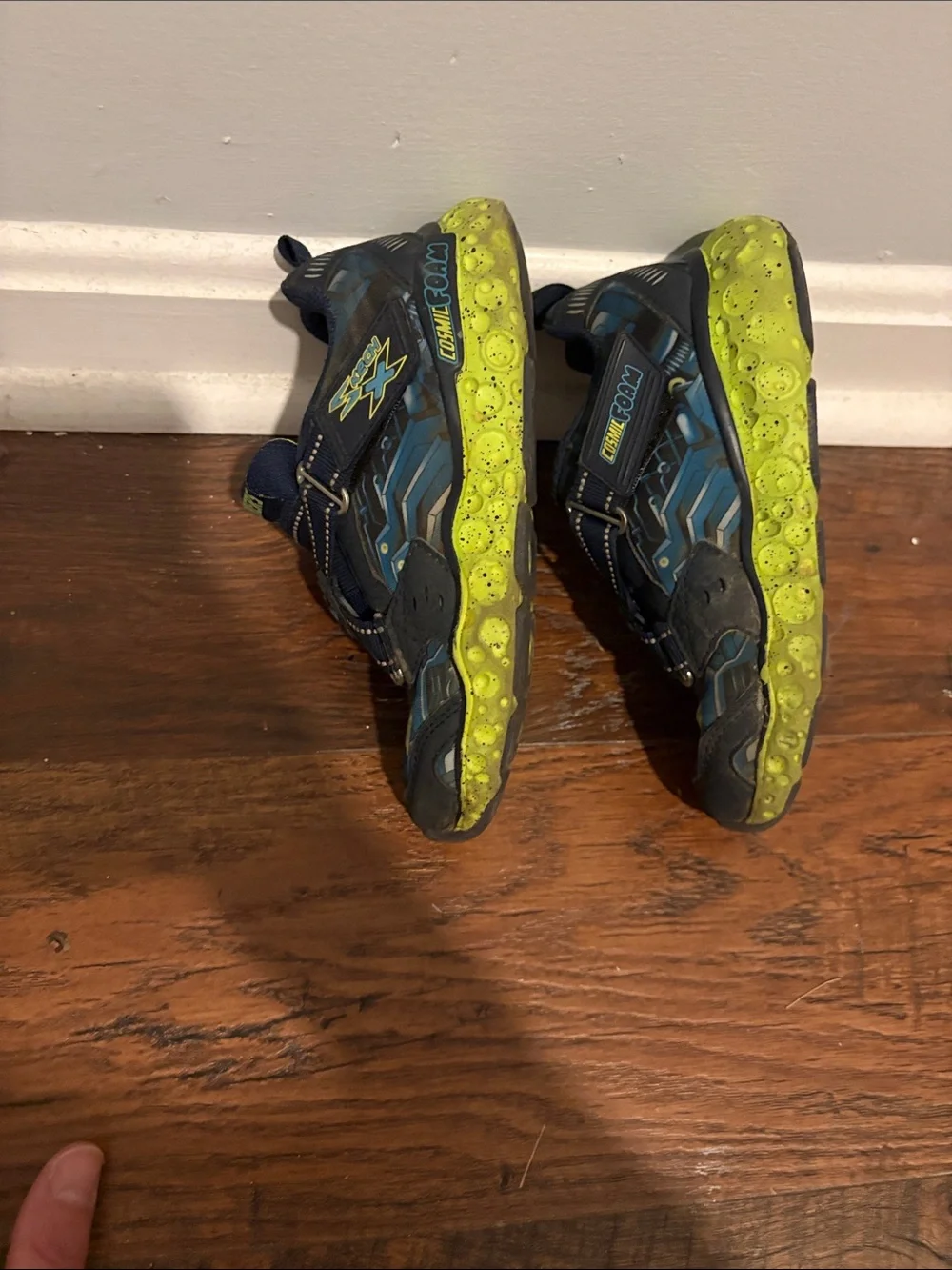 Skechers Boys Navy and Neon Yellow Light-Up Sneakers